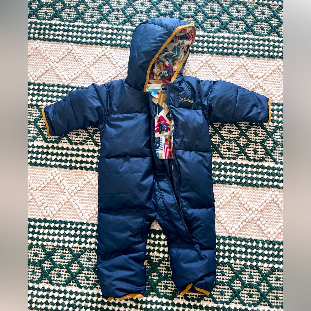 Columbia 6-12 month Navy Fleece Lined Bunting Snowsuit